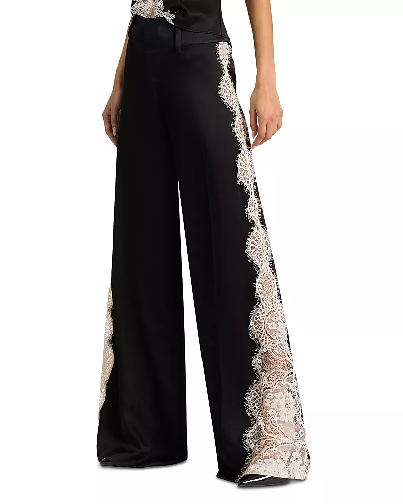 Alice and Olivia Wide Leg Cutaway Lace Codet Pants