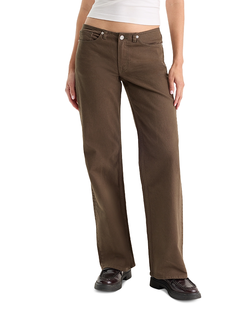 Good American Ghost Waist Cotton Stretch Low Rise Loose Jeans in Cedarwood