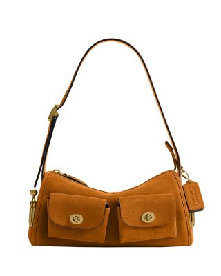Turnlock Haversack 27 Suede Shoulder Bag
