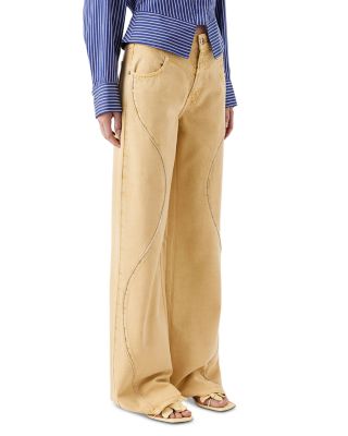 Tressé Tresse Prad Rhinestone Trim Trousers In Gold
