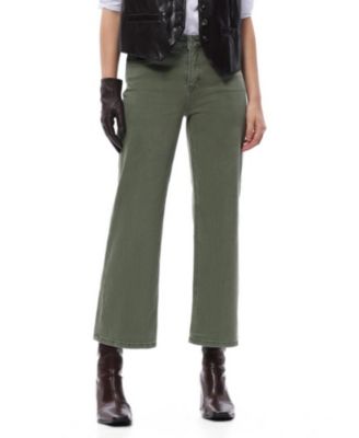 Bayeas Mid Rise Straight Leg Denim Jeans Stretch Comfortable in Green