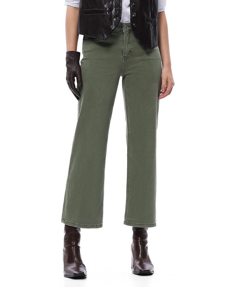 Bayeas Mid Rise Straight Leg Denim Jeans Stretch Comfortable in Green