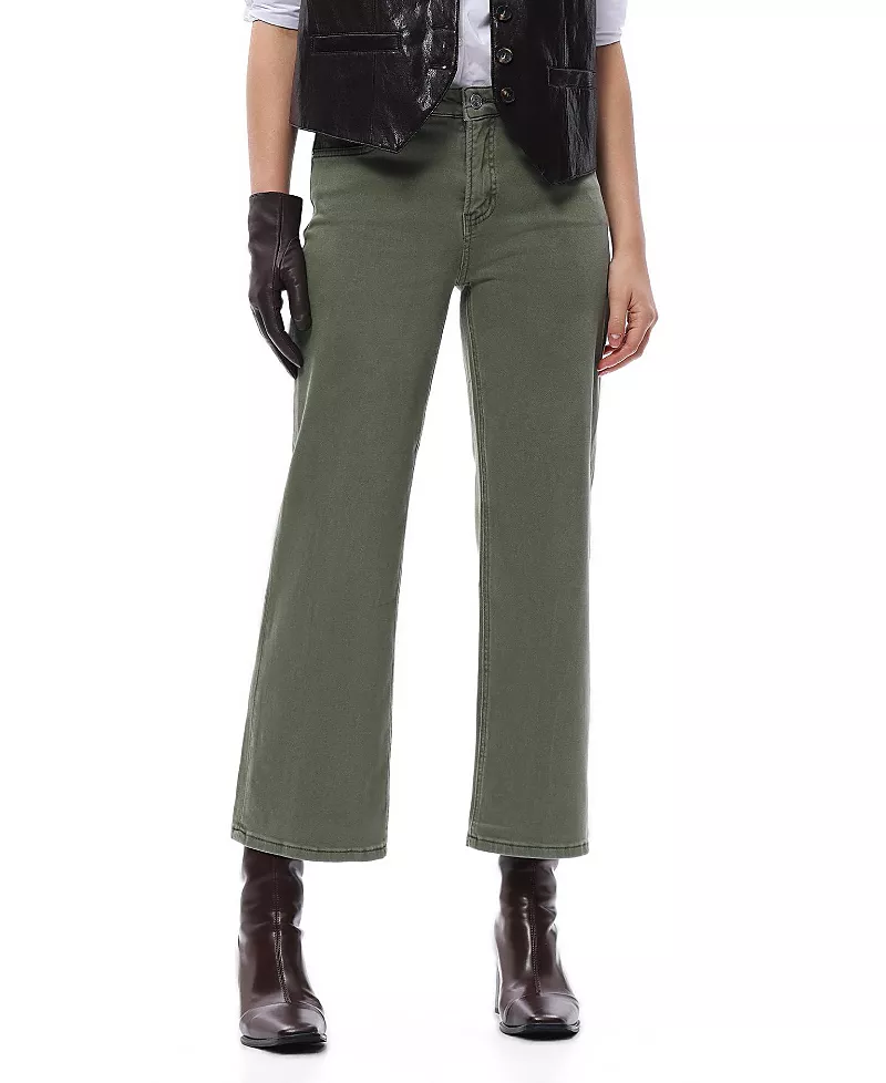 Bayeas Mid Rise Straight Leg Denim Jeans Stretch Comfortable in Green