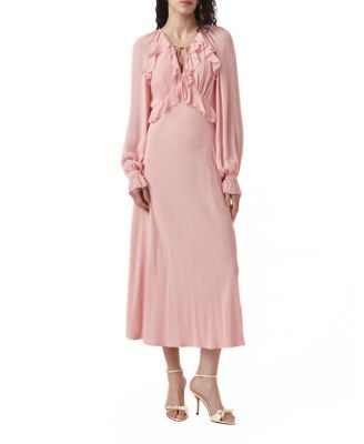 Ghost London Naomi Long Sleeve Frill Midi Dress