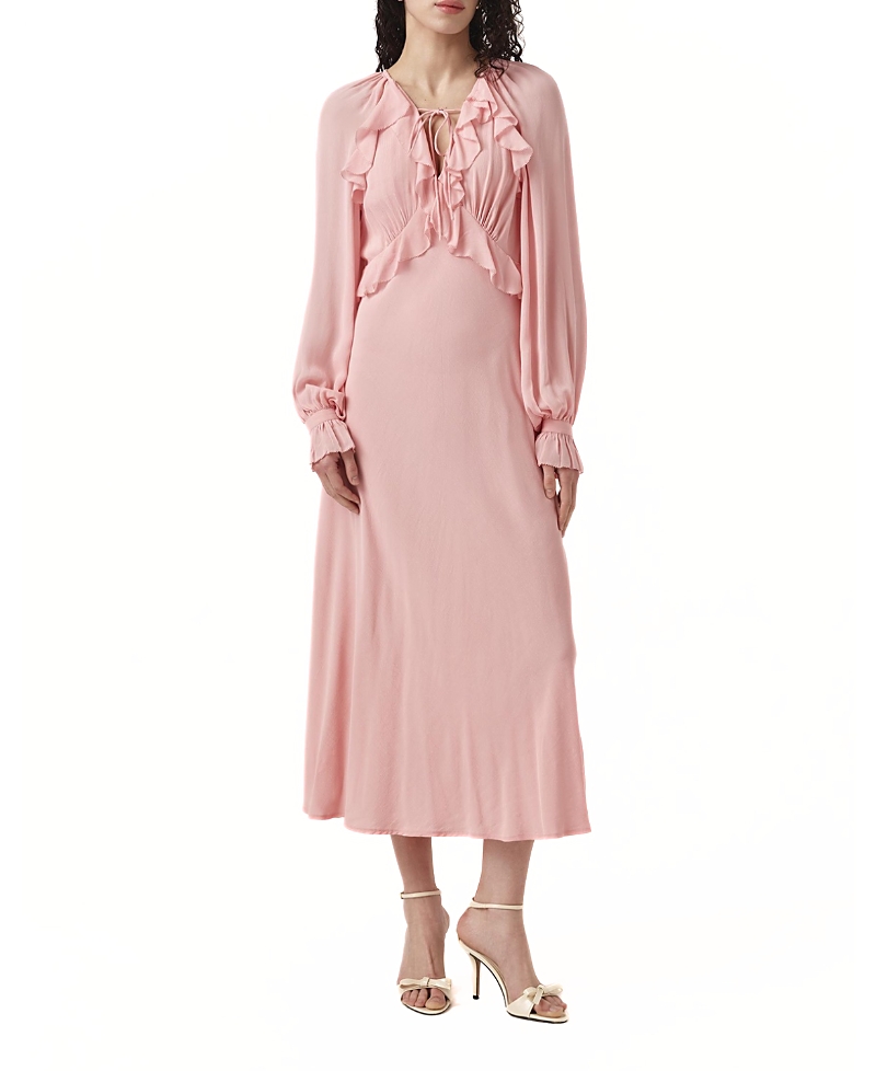 Ghost London Naomi Long Sleeve Frill Midi Dress