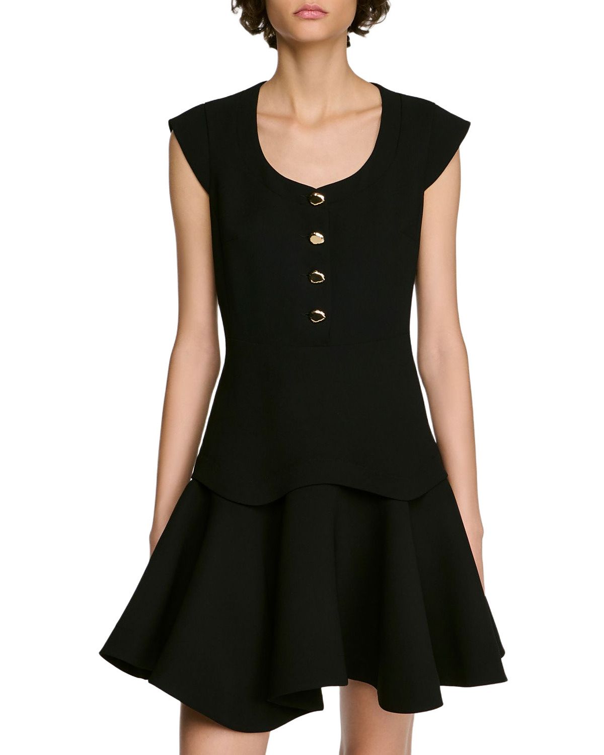 Sandro Brittany Button Front Flare Dress