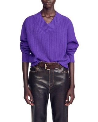 Wool & Cashmere Ribbed V Neck Sweater