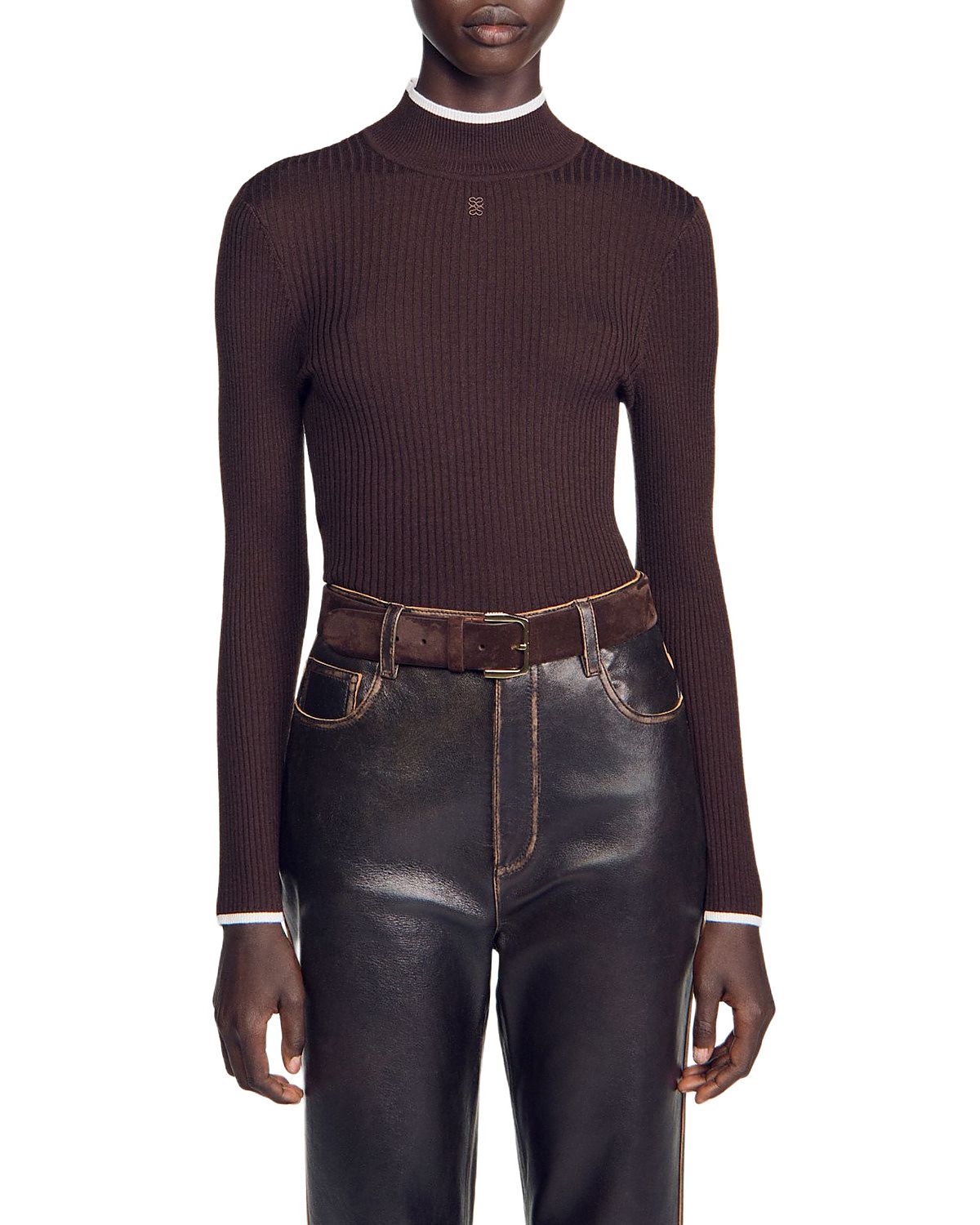 Sandro Cole Wool & Silk Ribbed Sweater