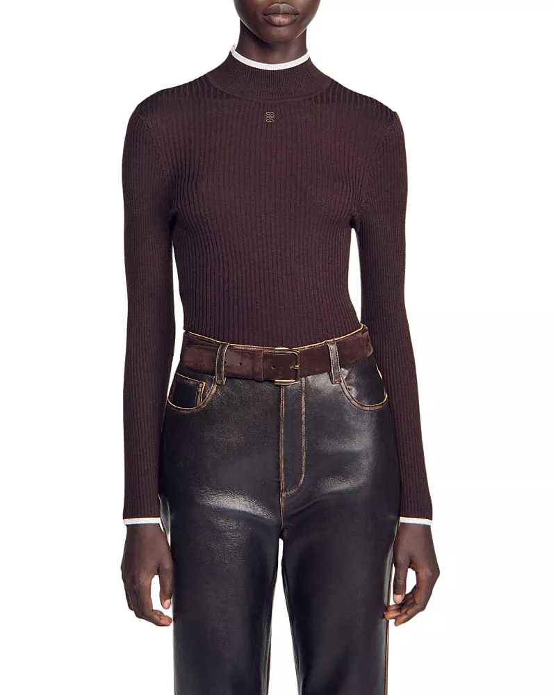Sandro Cole Wool & Silk Ribbed Sweater