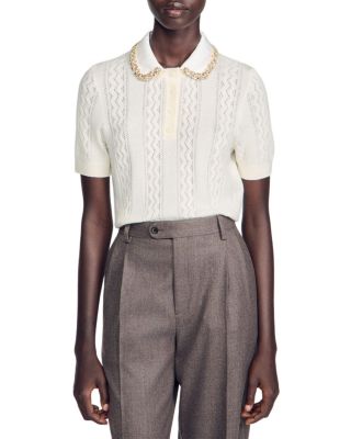 Mirabelle Wool Embellished Pointelle Sweater