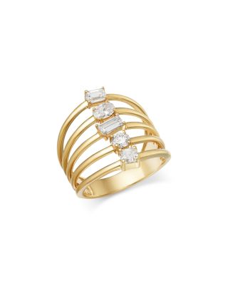 Luxe Collection Certified Lab Grown Diamond Mixed Cut Column Ring in 14K Yellow Gold, 1.0 tcw