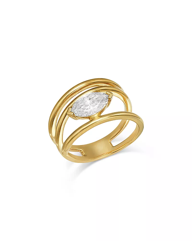 Bloomingdale's Fine Collection Luxe Collection Certified Lab Grown Diamond Marquise Cut Wrap Ring in 14K Yellow Gold, 1.0 tcw