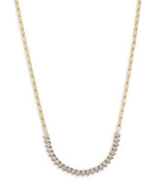 Luxe Collection Certified Lab Grown Diamond Bar Paperclip Necklace in 14K Yellow Gold, 3.0 tcw