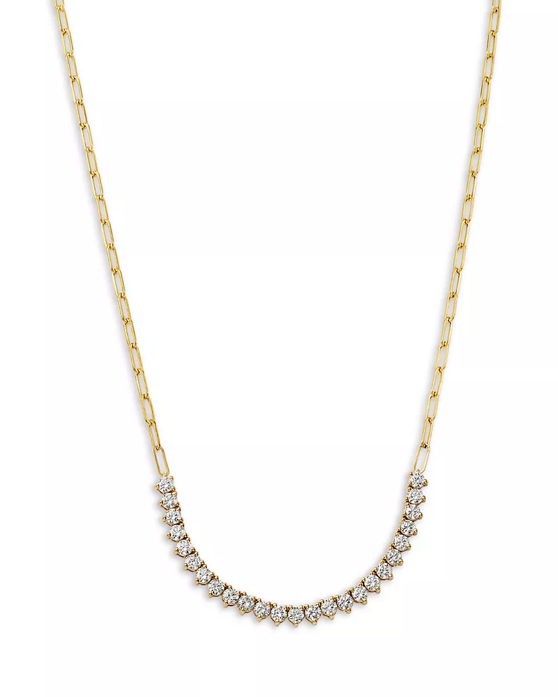 Bloomingdale's Fine Collection Luxe Collection Certified Lab Grown Diamond Bar Paperclip Necklace in 14K Yellow Gold, 3.0 tcw