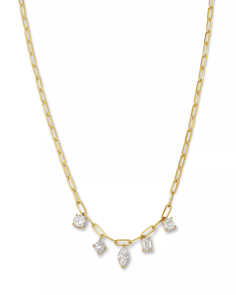 Bloomingdale's Fine Collection Luxe Collection Certified Lab Grown Diamond Mixed Cut Paperclip Chain Necklace in 14K Yellow Gold, 2.5 tcw