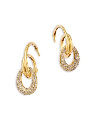 Diamond Pave Hoop Earrings in 14K Yellow Gold, 1.0 tcw