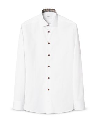 Contemporary Solid Shirt with Paisley Detail