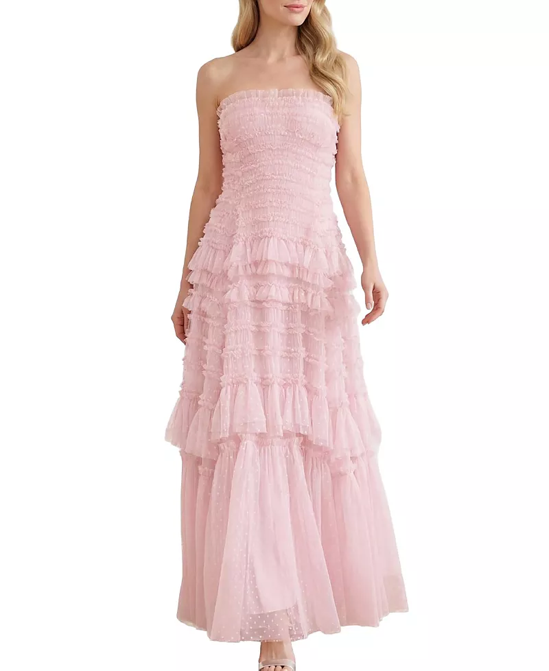Needle & Thread Valentine Ruffle Strapless Gown