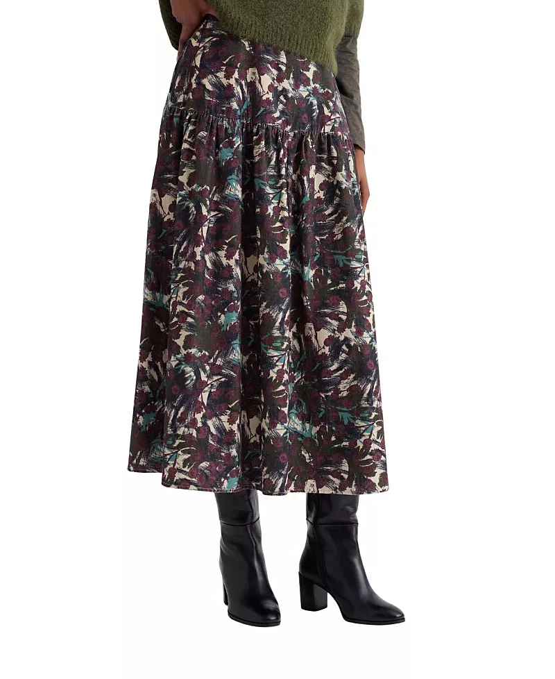 Seasalt Cornwall Hamlyn A-line Tiered Cord Midi Skirt