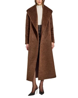 Textured Suri Alpaca & Wool Shawl Collar Wrap Coat