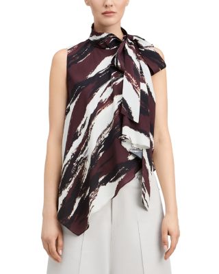 Alva Crepe de Chine High Neck Asymmetric Top
