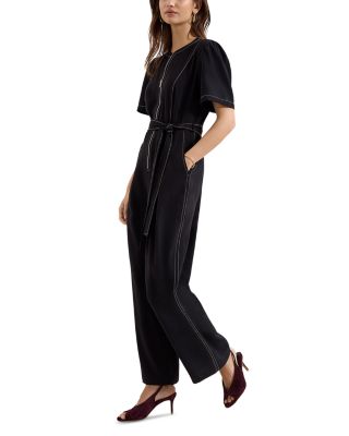 Alix Contrast Stitch Waist Tie Jumpsuit