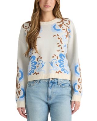 Jacquard Crewneck Pullover Sweater