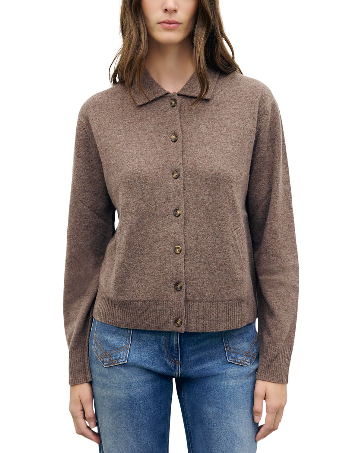 Gerard Darel Rayne Wool Collared Cardigan Sweater