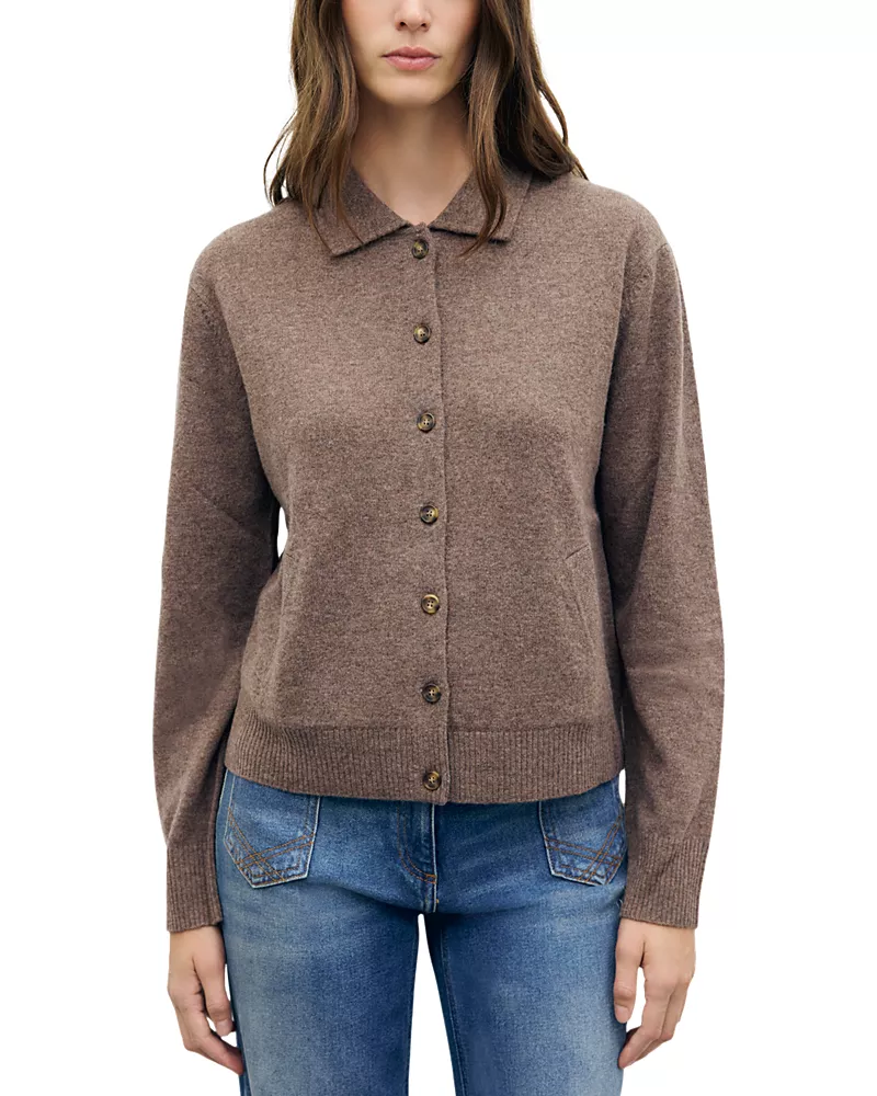 Gerard Darel Rayne Wool Collared Cardigan Sweater