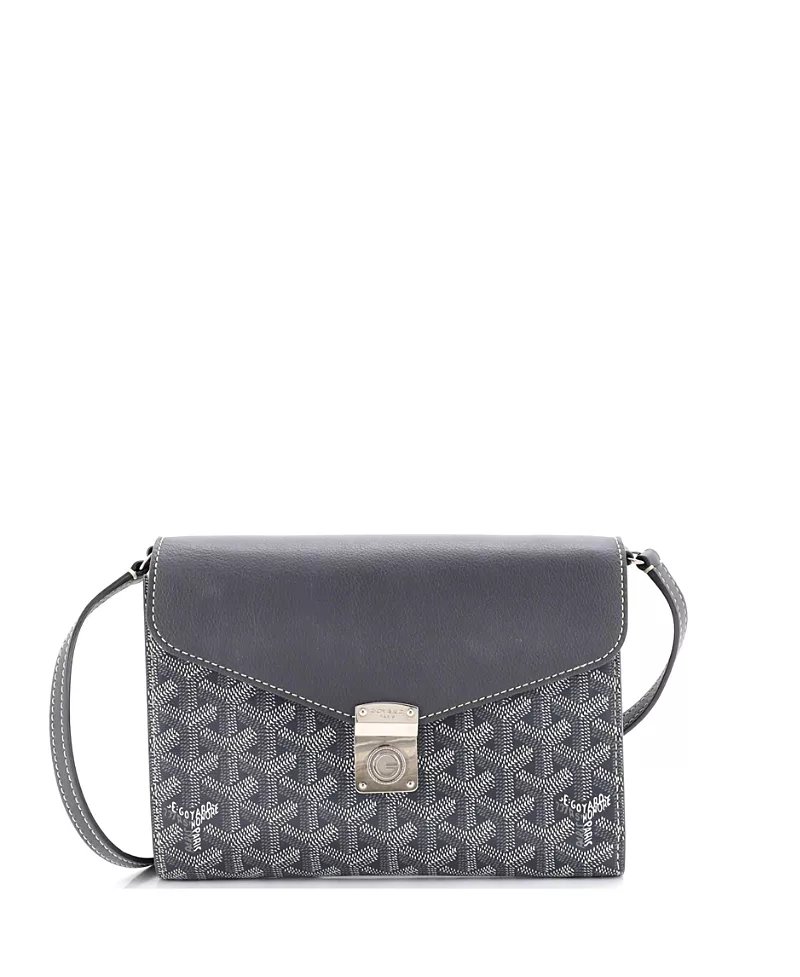 Pre-Owned Goyard Chypre Wallet on Strap Coated Canvas with Leather