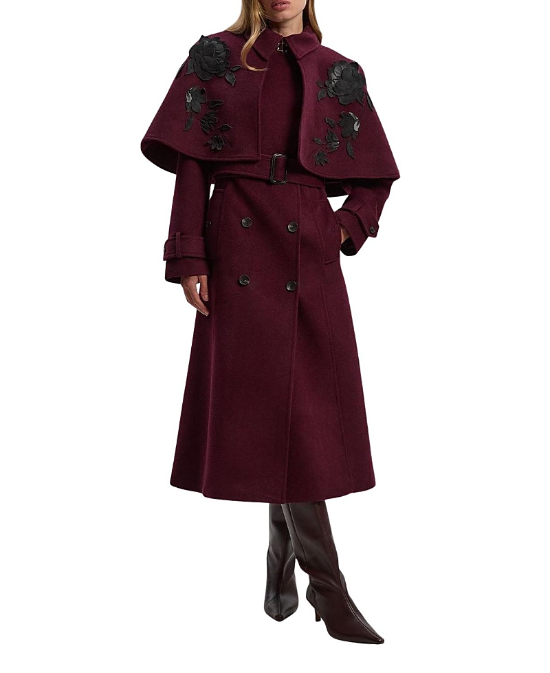 Karen Millen Tailored Funnel-Neck Cape Midi Coat