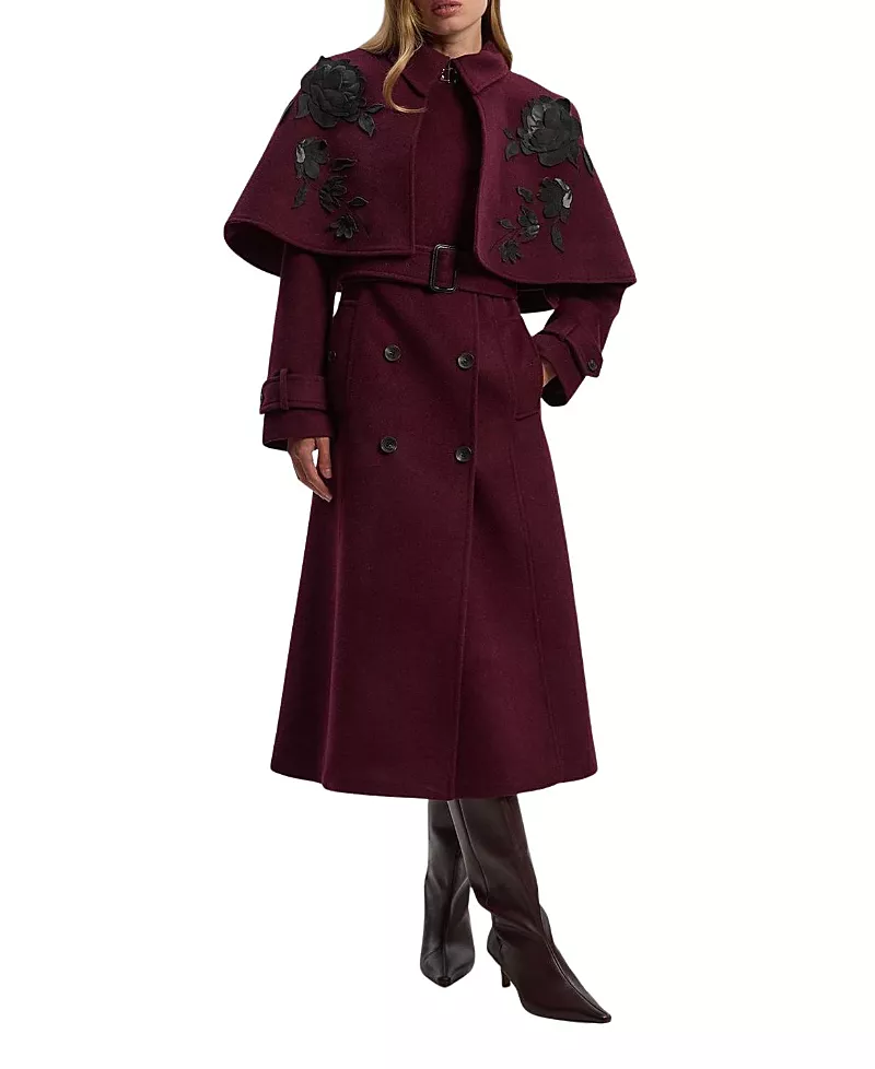 Karen Millen Tailored Funnel-Neck Cape Midi Coat
