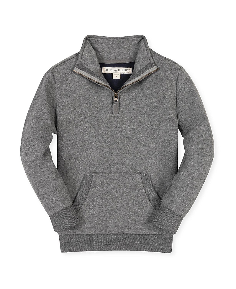 Hope & Henry Boys' Organic French Terry Half-Zip Kanga Pullover - Big Kid