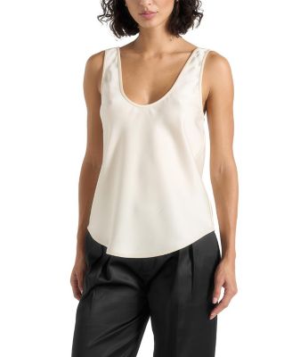 Mathilda Satin Scoop Neck Open Back Tank Top