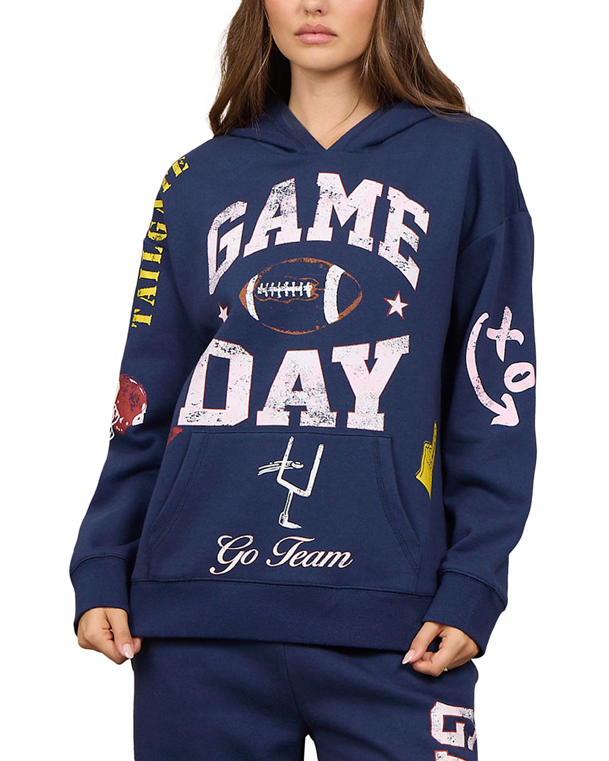 Vintage Havana Game Day Printed Fleece Hoodie