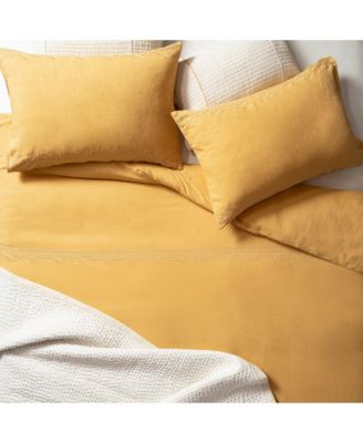  Mino Emroidered Cotton Linen Duvet Cover Set, Queen