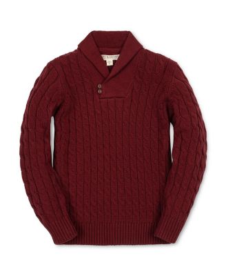 Boys' Organic Long Sleeve Shawl Collar Cable Sweater with Elbow Patches - Little Kid, Big Kid
