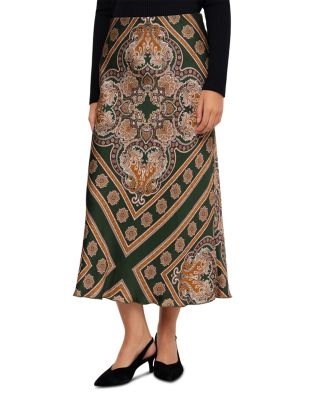 Printed Bias Cut Midi Skirt