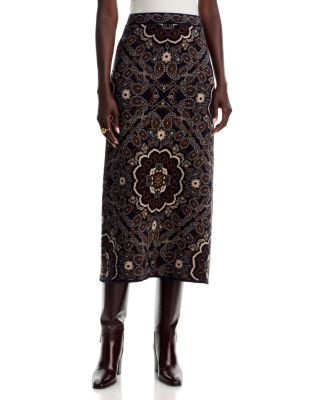 Clara Merino Wool & Cotton Pull On Midi Skirt