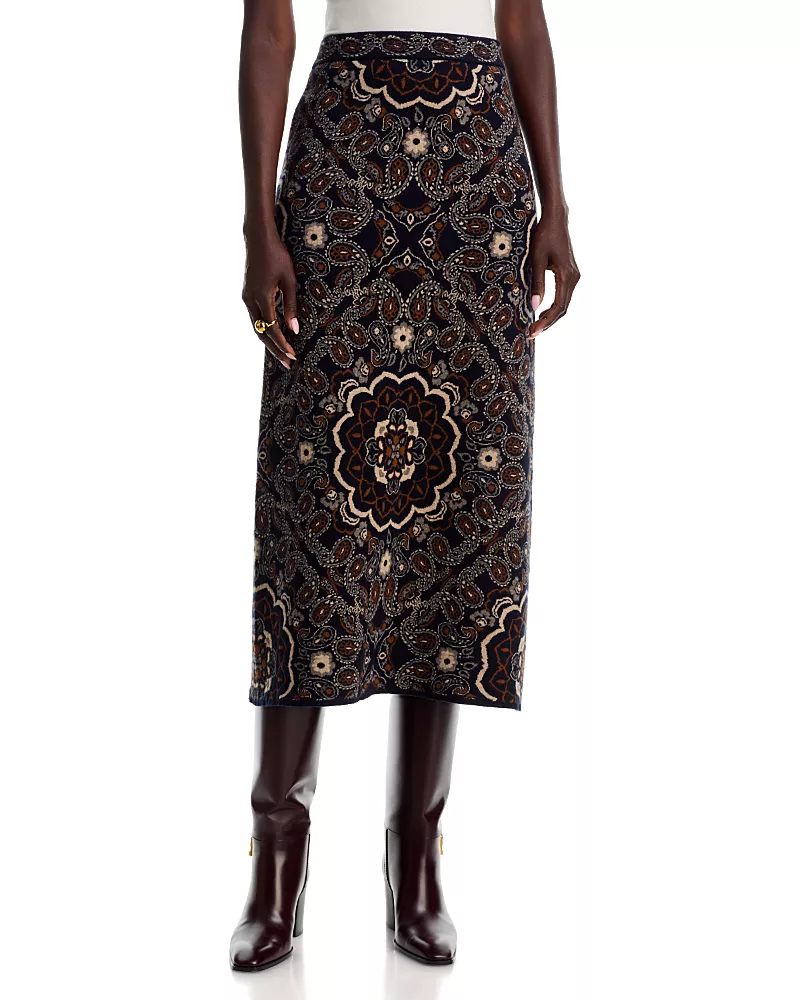 Cara Cara Clara Merino Wool & Cotton Pull On Midi Skirt