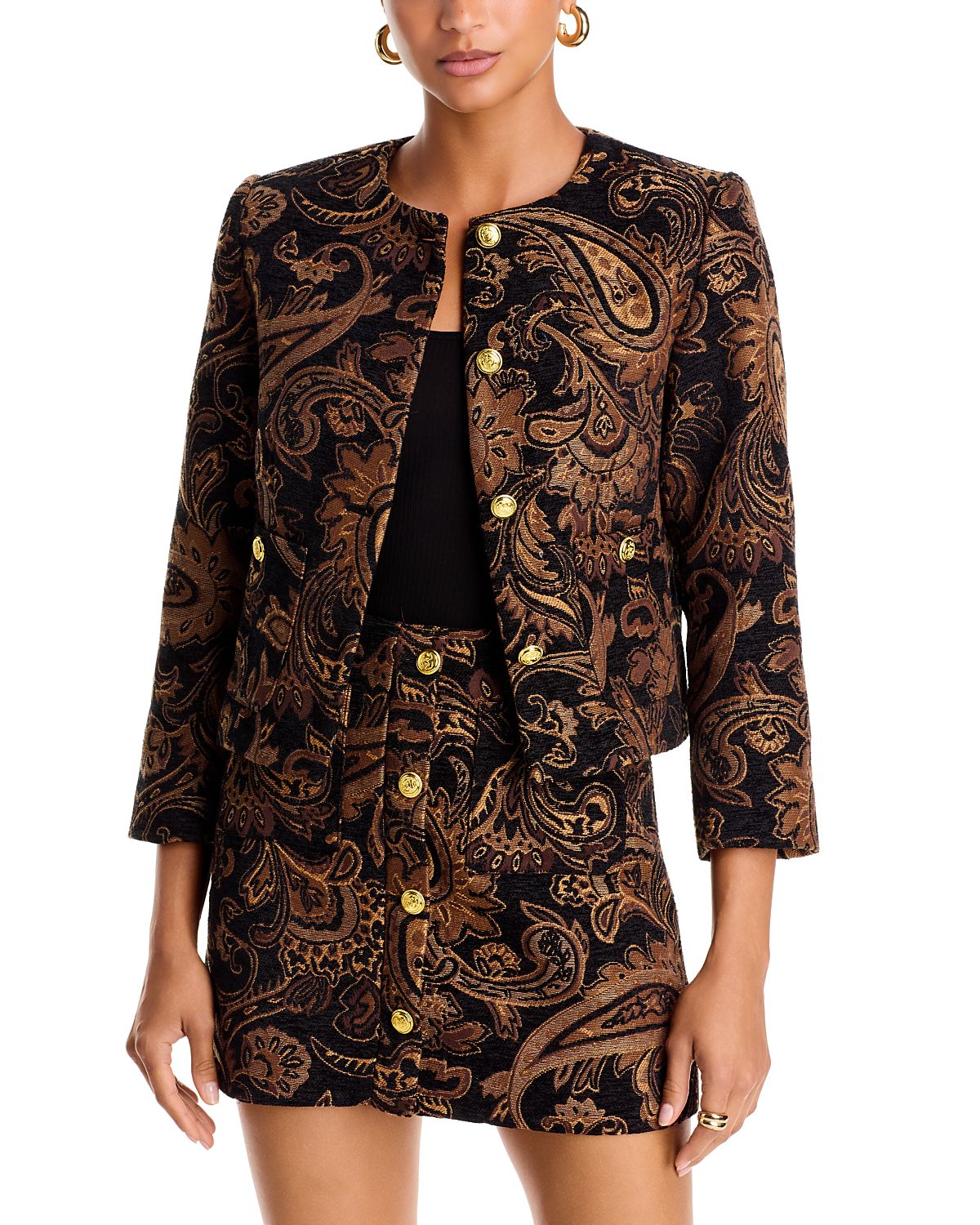 Aqua Paisley Brocade Jacket - Exclusive