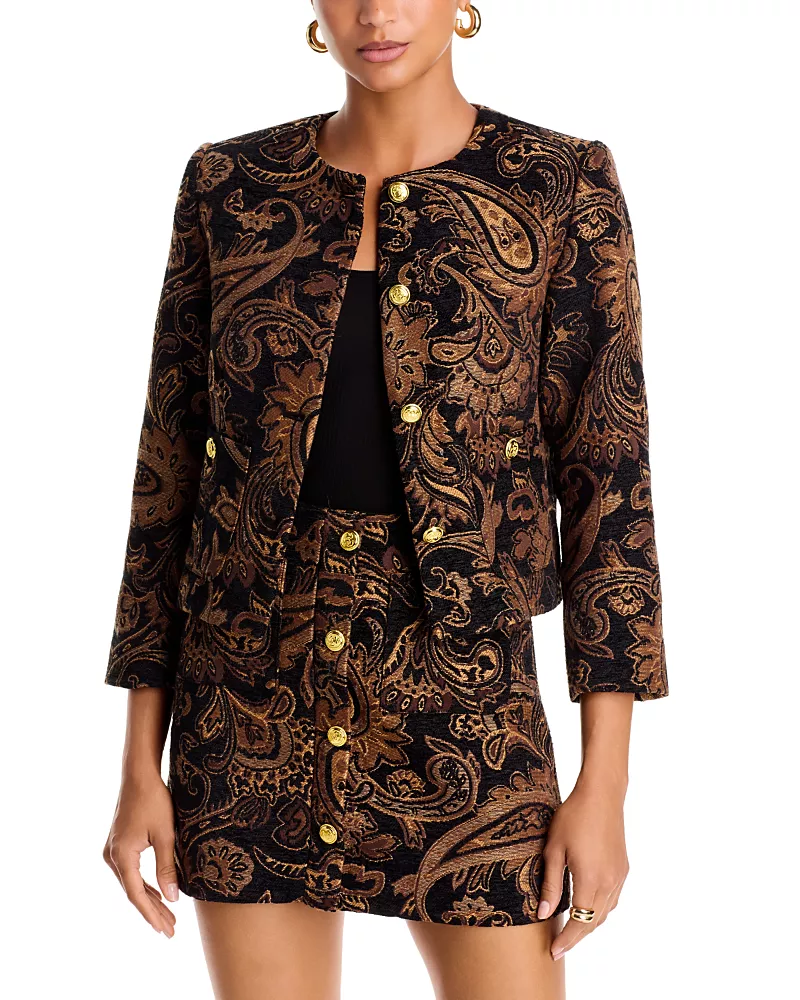 Aqua Paisley Brocade Jacket - Exclusive