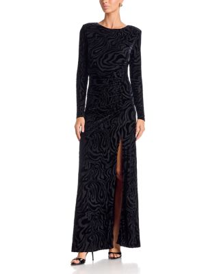 Ramy Brook April Black Swirl Long Sleeve Dress