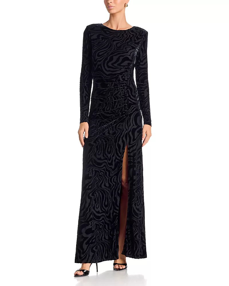 Ramy Brook April Black Swirl Long Sleeve Dress
