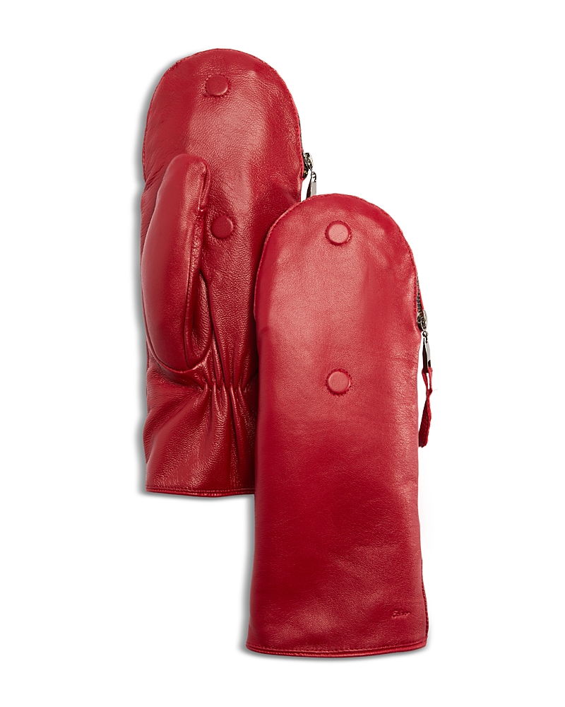 Echo Zip Top Faux Fur Mittens In Red