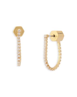 Allsaints Phoebe Rhinestone Chain Medium Front To Back Earrings