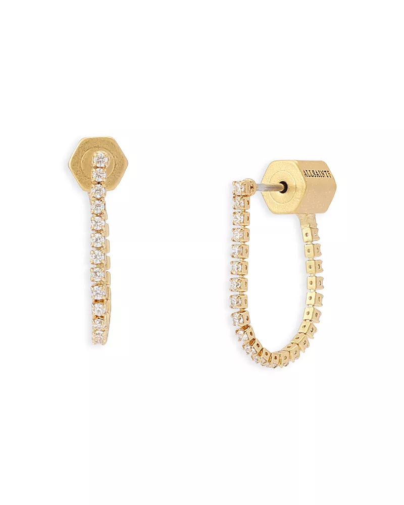 Allsaints Phoebe Rhinestone Chain Medium Front To Back Earrings