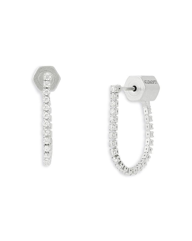 Allsaints Phoebe Rhinestone Chain Medium Front To Back Earrings · OS
