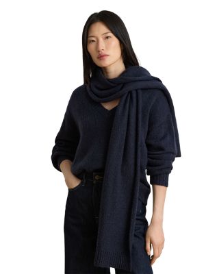 Scarf Trim V Neck Sweater