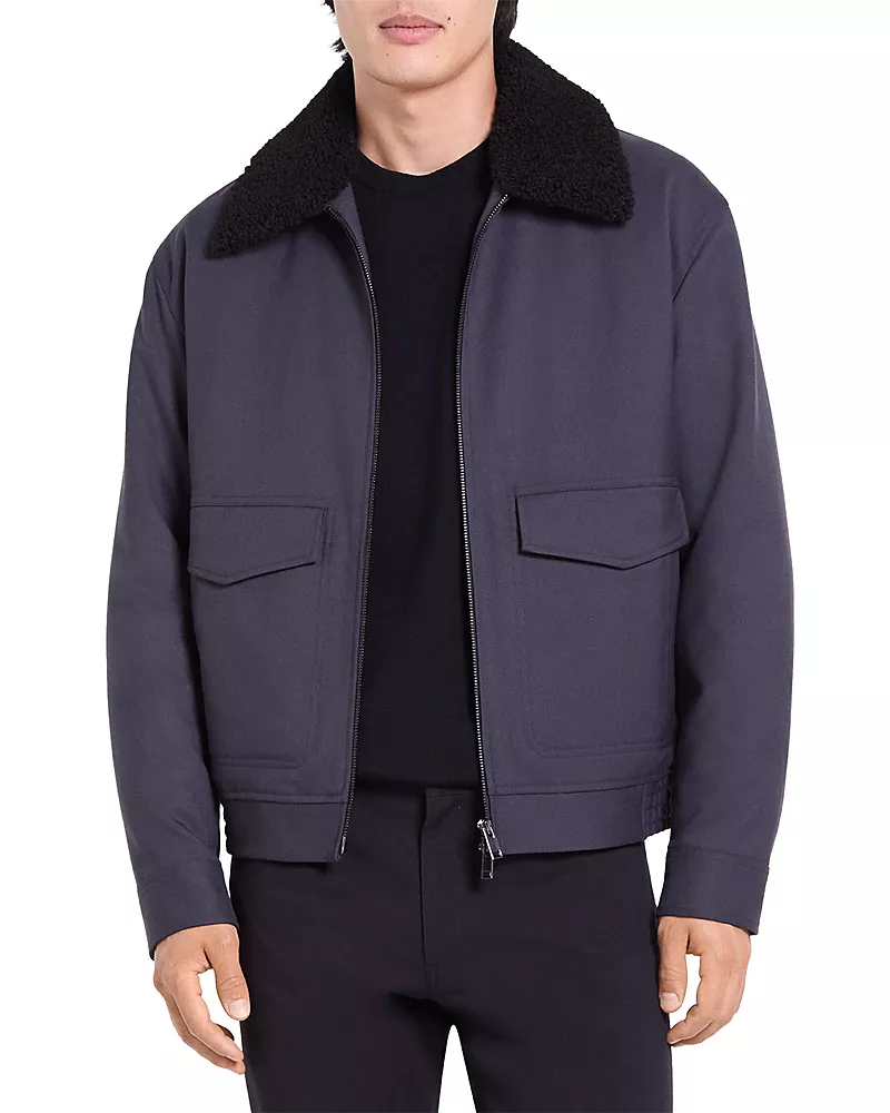 Theory Pressed Twill Zip Aviator Jacket